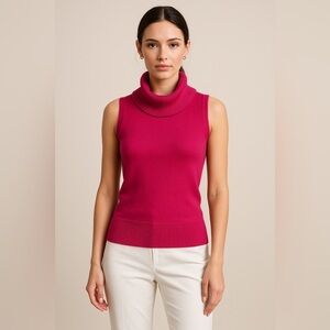 Jeanne Pierre Pink Mock Neck Sleeveless Knit Top S | Vintage Preppy Y2K Coastal